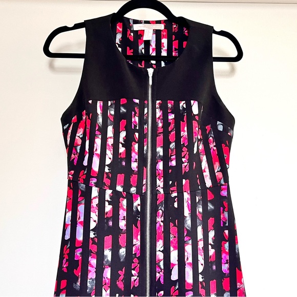 NWOT Forever 21 XS Floral Striped Front Zipper A-line Dress - Picture 4 of 11